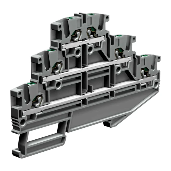 EFT200GR — Triple-level push-in spring terminal 2.5 mm², grey