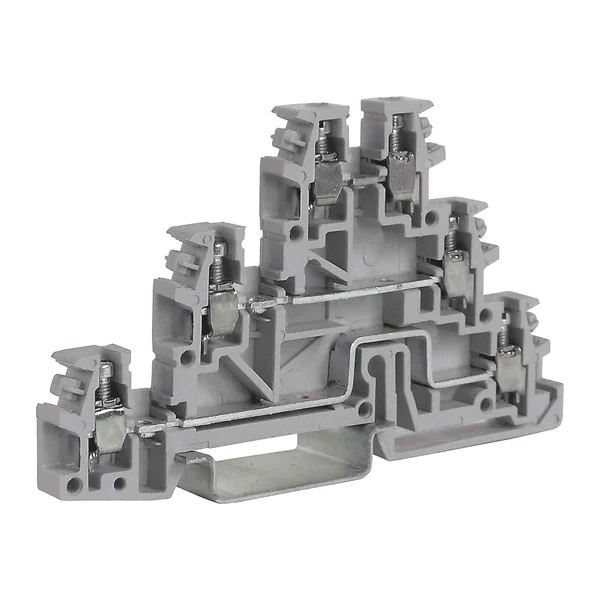 TL200GR — Винтова триетажна клема 2,5 mm², сив цвят