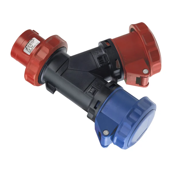 16006 — Industrial adapter 1 input and 2 outputs 3P+T 16A 400V / 2P+T 400V IP67