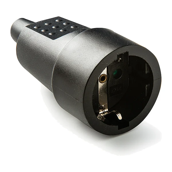 2104 — Portable rubber socket 2P+E 16A 250V IP20, Schuko - black