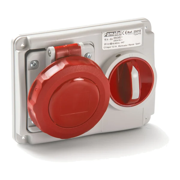 25009 — Контакт с блокировка, за вграждане 3P+T 16A 400V IP67 - хоризонтален