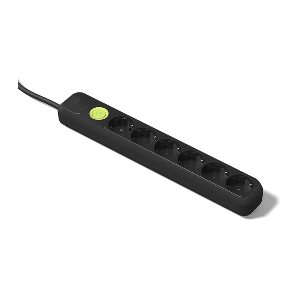 2518-N — Power strip with 6 sockets 16A 250V, with 1.5 m cable, with switch - black