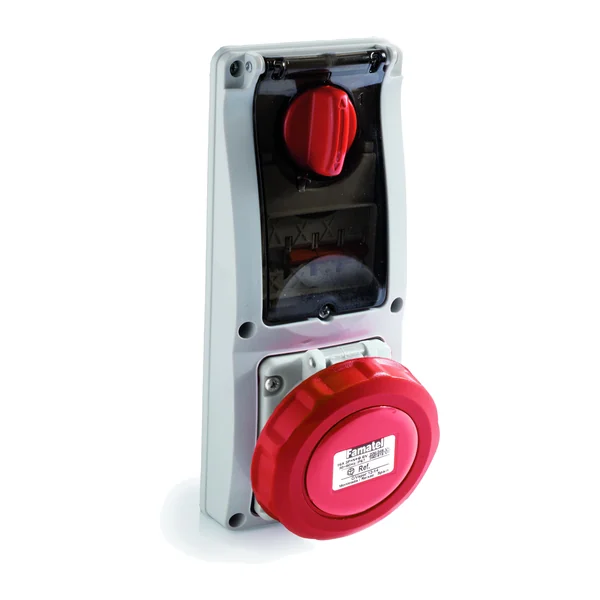 25207 — Interlocked socket, panel-mounted 3P+N+T 400V 63A IP67 - thermal-magnetic circuit breaker