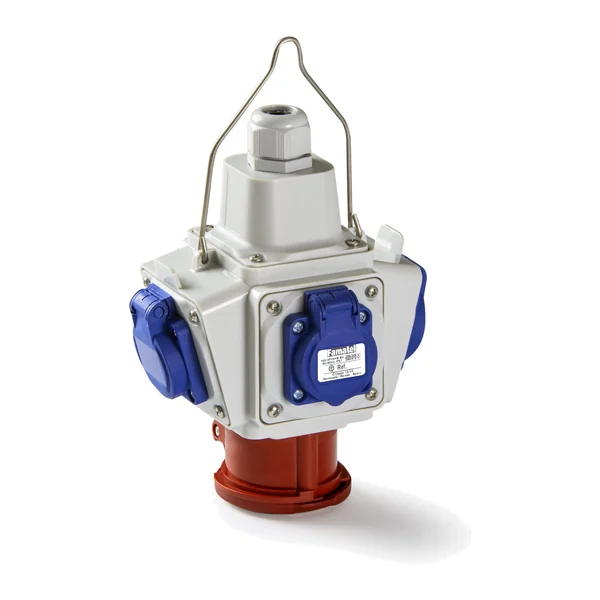 27004 — Combined pendant socket IP44 M32 5G6 32A 400V 4 SCHUKO + 1 CEE 32A 5P