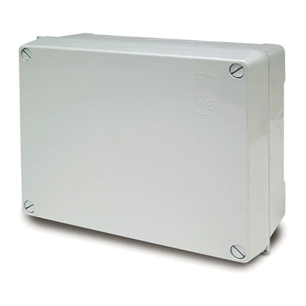3075 — Waterproof box IP55 310/240/125, without glands - solid screw cover, drop-down