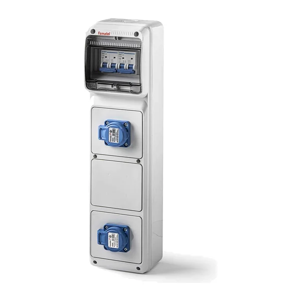 6521 — Enclosure for up to 6 modules /installed 2xMCB 2P/16A/ with sockets: 2×4P 16A, IP54