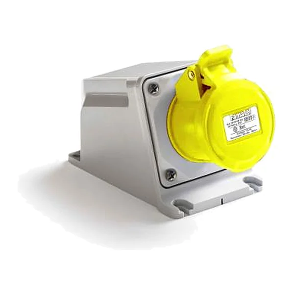 23190 — Industrial surface-mounted socket, angled 10° 2P+T 16A 110V IP44/54