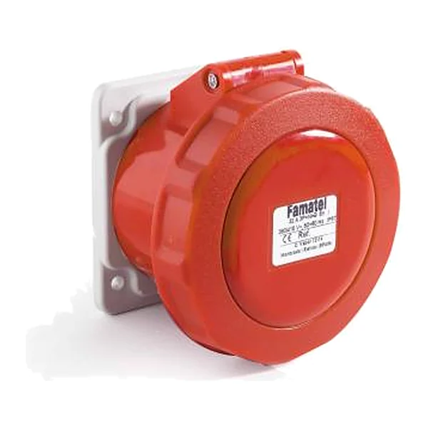 24379 — Industrial panel-mounted socket - Straight 2P+T 32A 400V IP66/67