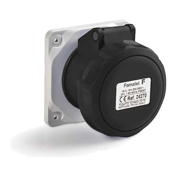 24474 — Industrial panel-mounted socket - Straight 2P+T 16A 500V IP66/67