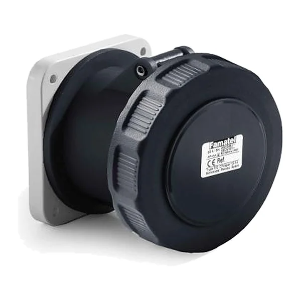 24482 — Industrial panel-mounted socket - straight 100X100 63A 3P+N+T IP66/67 500V