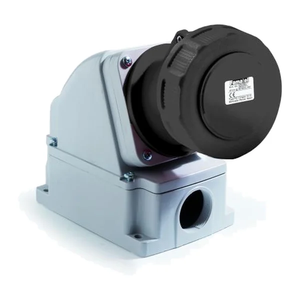 24497 — Industrial surface-mounted socket, inclined 3P+T+N 63A 500V IP67