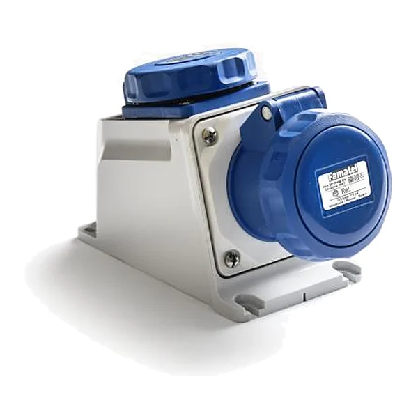 24602 — Industrial socket surface-mounted, angled, double 4P 16A 230V IP66/67 + SHUKO 16A 230V IP44/54