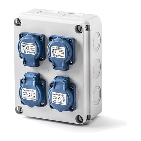 3065 — Waterproof box, pre-wired, with 4x Schuko sockets – AcquaBOX IP54