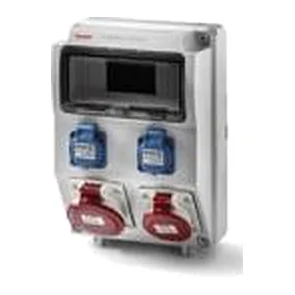 3958.3 — Enclosure up to 9 modules, with sockets: 2× Schuko + 2×4P 32A, IP54