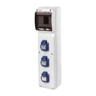 6403 — Табло до 6 модула, с контакти: 2× Schuko + 1×3P 16A, IP54