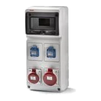 6505 — Табло до 8 модула, с контакти: 2× Schuko + 1×4P 32A, IP54