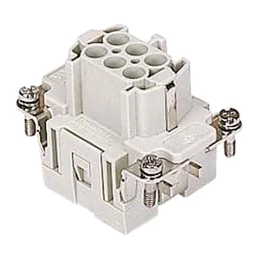JSEF 06 — Connector insert, female insert (female contacts), 6 poles + PE, size 44.27, spring terminals, tin-plated contacts, 16 A / 500 V