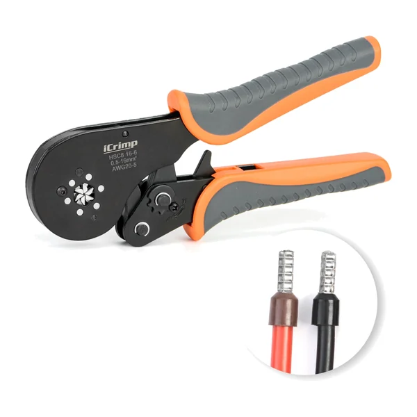 HSC8 16-6 — Crimping pliers for wire-end ferrules IWISS, 0.5–16 mm², hexagonal profile