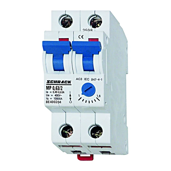 BE400202 — Motor protection circuit breaker, modular, for DIN rail mounting 2P 0.16-0.25A