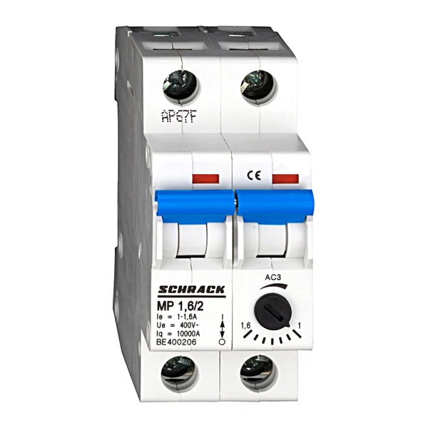 BE400206 — Motor protection circuit breaker, modular, for DIN rail mounting 2P 1.0-1.6A