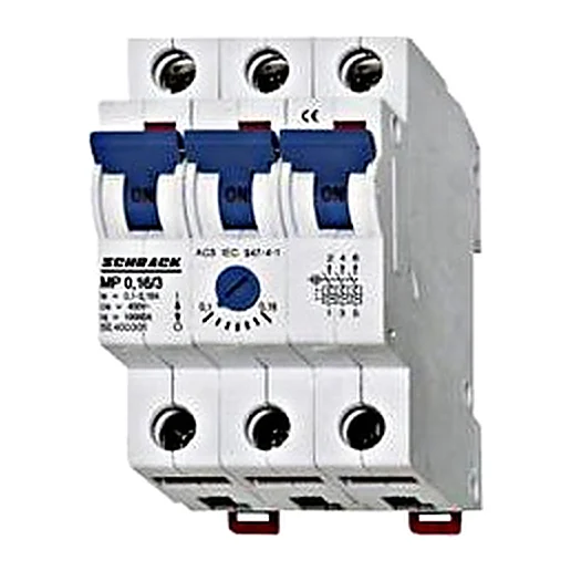 BE400301 — Motor protection circuit breaker, modular, for DIN rail mounting 3P 0.10-0.16A