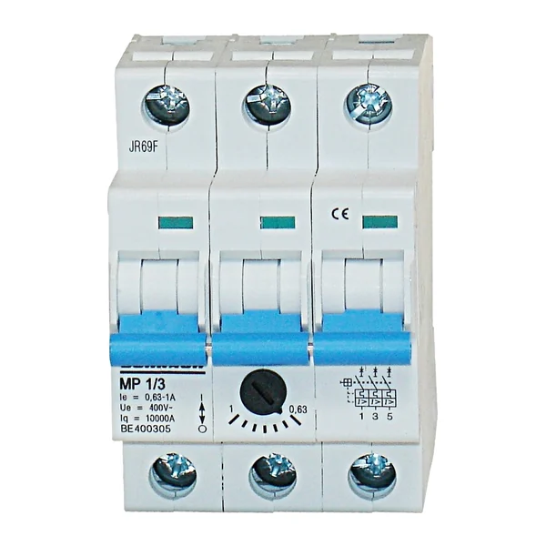 BE400305 — Motor protection circuit breaker, modular, for DIN rail mounting 3P 0.63-1.0A