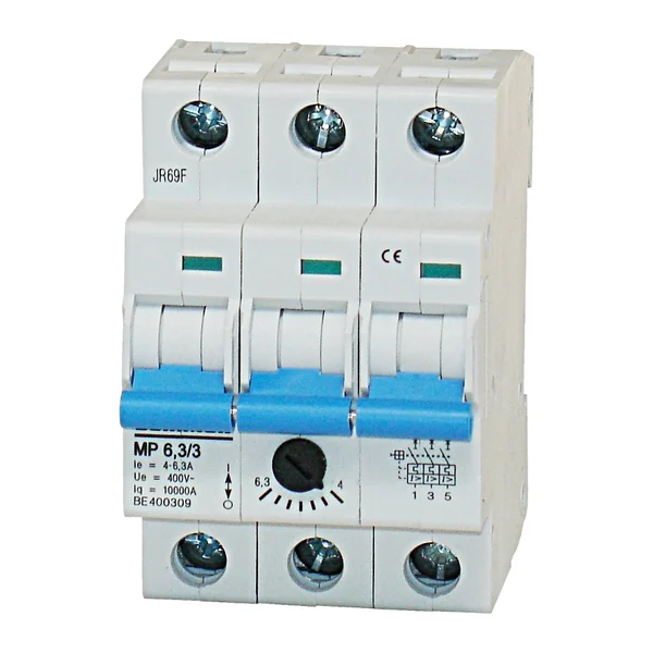 BE400309 — Motor protection circuit breaker, modular, for DIN rail mounting 3P, 4.0-6.3A