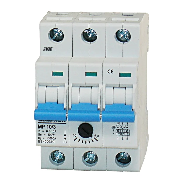 BE400310 — Motor protection circuit breaker, modular, for DIN rail mounting 3P, 6.3-10A