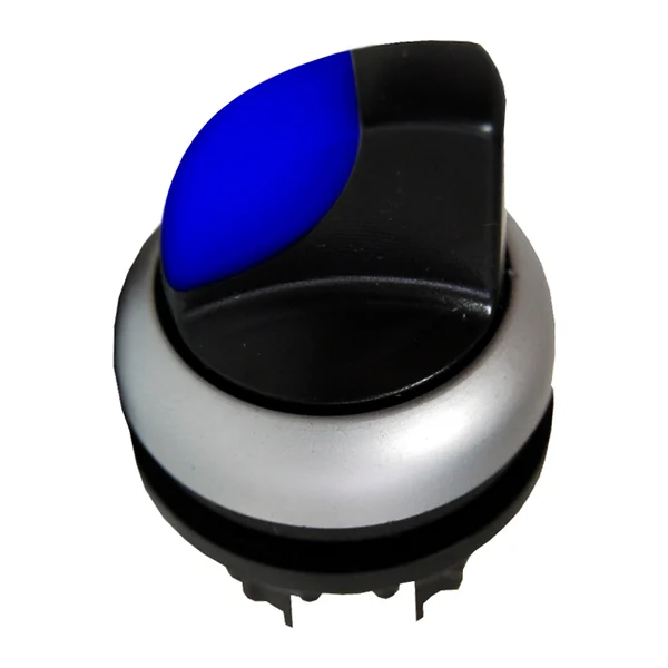 M22S-T30BLH — Head for M22 selector switch with handle (lever), 3 positions I–0–II, 60°, maintained (latching) in all three positions, blue handle