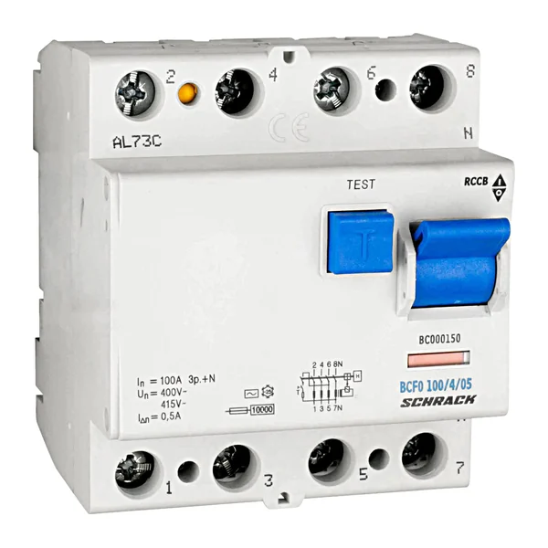 BC000150 — Residual current circuit breaker 100A, 4P, 500mA, type AC, 10kA