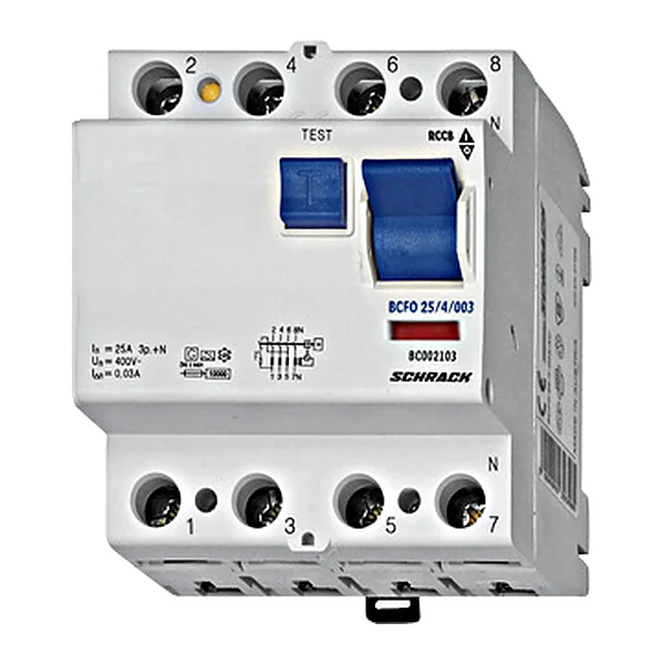 BC006603 — Residual current circuit breaker 63A, 4P, 30mA, type AC, V, 10kA