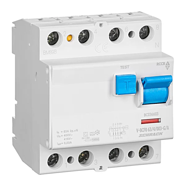 BC036603 — Дефектно токова защита 63A, 4P, 30mA, тип A,G,V 10kA
