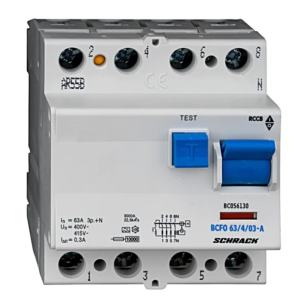 BC056130 — Residual current circuit breaker 63A, 4P, 300mA, type A, 10kA