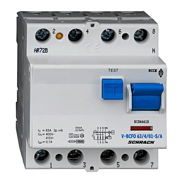 BC066610 — Residual current circuit breaker 63A, 4P, 100mA, type S, A, V, 10kA