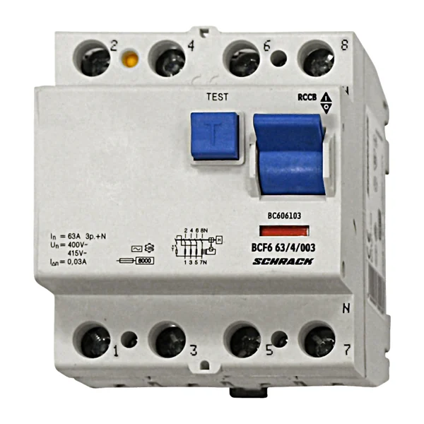 BC606103 — Residual current circuit breaker 63A, 4P, 30mA, type AC, 6kA