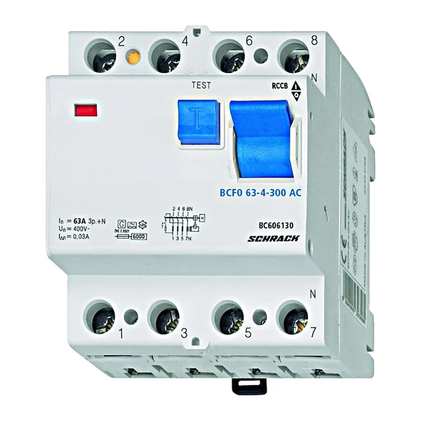 BC606130 — Residual current circuit breaker 63A, 4P, 300mA, type AC, 6kA