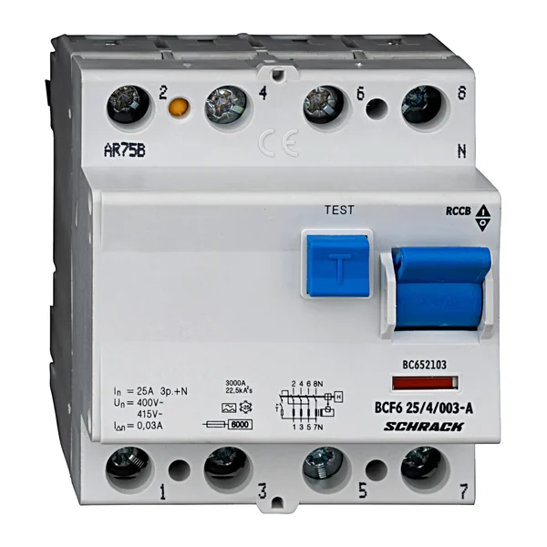 BC652103 — Дефектнотокова защита 25A, 4P, 30mA, тип A, 6kA