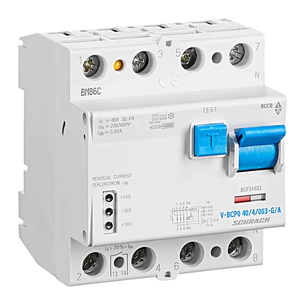 BCP34403 — Дефектно токова защита PRIORI 40A, 4P, 30mA, тип A, G