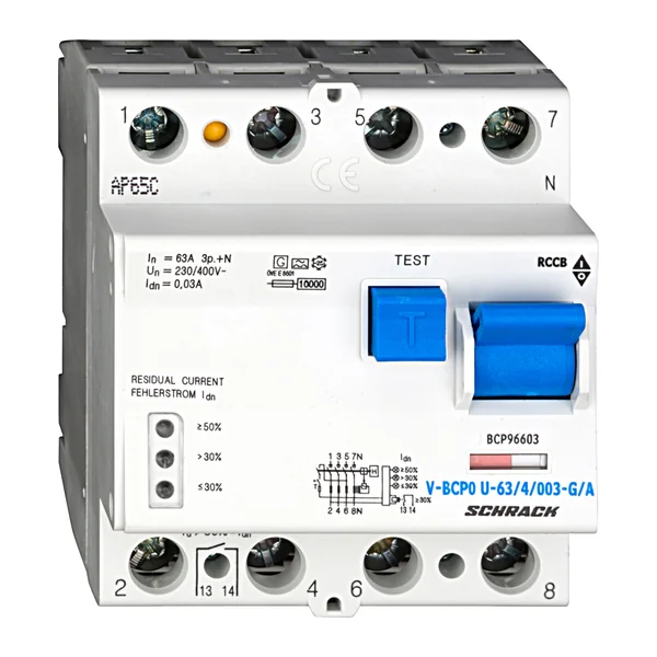 BCP96603 — Residual current circuit breaker PRIORI 63A, 4P, 30mA, type A, G, FU