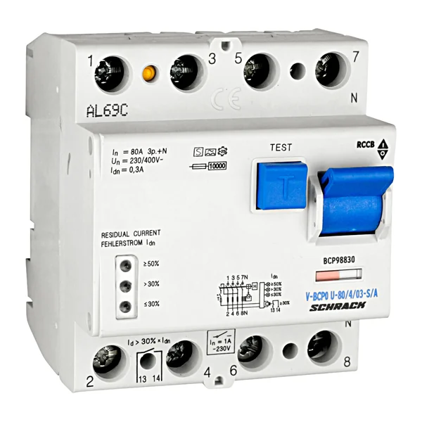 BCP98830 — Residual current circuit breaker PRIORI 80A, 4P, 300mA, type A, S, FU
