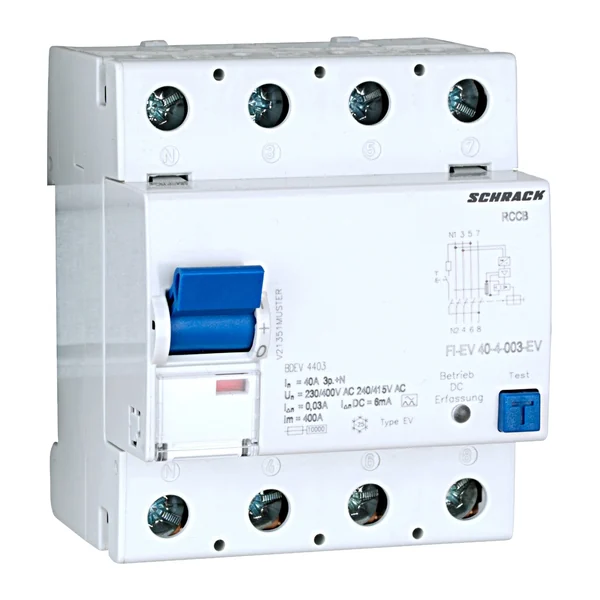 BDEV4403 — Residual current circuit breaker for e-mobility, type EV, 4P, 30mA, 40A