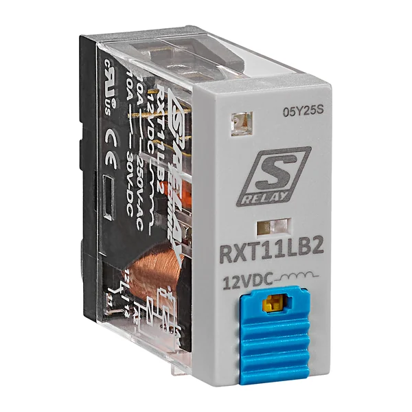 RXT11LB2 — Интерфейсно реле, с LED и защ. диод, 10A, 1 CO, 12VDC