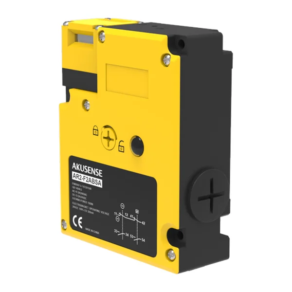 AR2-F2HSL — Blocaj de siguranță AR2, cu sistem de blocare magnetică 110 V AC, deblocare mecanică, cap din plastic, 2 contacte normale închise/1 contact normal deschis + 3 contacte normale deschise.