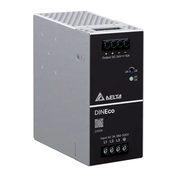 DRL-24V240W3EN — Импулсно захранване на DIN шина Delta Lyte II (DIN ECO) DRL-24V240W3EN, 24 V DC, 10 A, 240 W