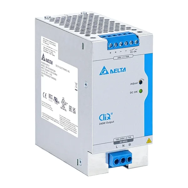 DRP-24V240W1CAN — Импулсно захранване на DIN шина Delta CliQ III DRP-24V240W1CAN, 24 V DC, 10 A, 240 W
