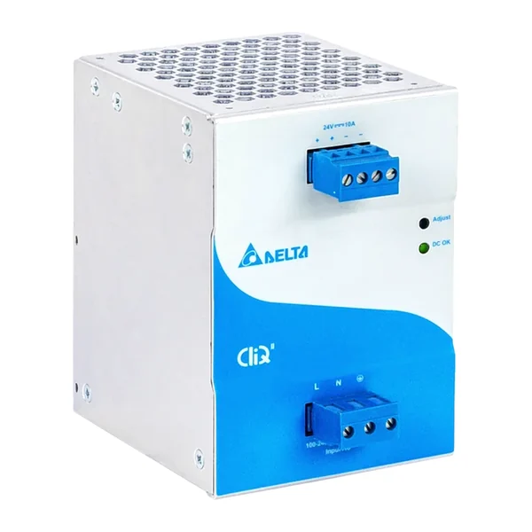 DRP024V240W1BA — Импулсно захранване на DIN шина Delta CliQ II DRP024V240W1BA, 24 V DC, 10 A, 240 W