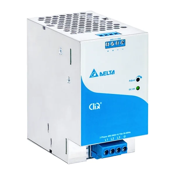 DRP024V240W3BA — Импулсно захранване на DIN шина Delta CliQ II DRP024V240W3BA, 24 V DC, 10 A, 240 W